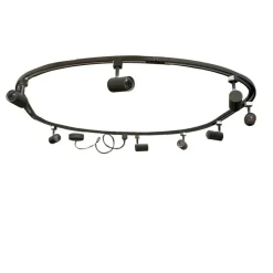 Modernes Schienensystem mit 8 schwarzen Strahlern, 1-phasig, oval, 200cm - Iconic Jeana