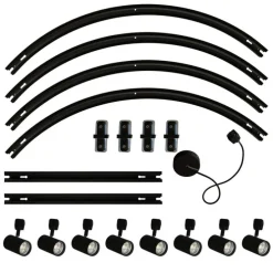 Modernes Schienensystem mit 8 schwarzen Strahlern, 1-phasig, oval, 200cm - Iconic Jeana