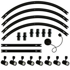 Modernes Schienensystem mit 8 schwarzen Strahlern, 1-phasig, oval, 200cm - Iconic Jeana