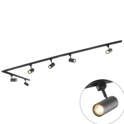 Modernes Schienensystem mit 6 schwarzen Strahlern 1-phasig 300cm - Iconic Jeana