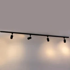 Modernes Schienensystem mit 6 schwarzen Strahlern 1-phasig 300cm - Iconic Jeana