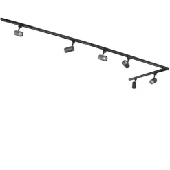 Modernes Schienensystem mit 6 schwarzen Strahlern 1-phasig 300cm - Iconic Jeana