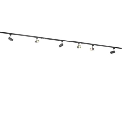 Modernes Schienensystem mit 6 schwarzen Strahlern 1-phasig 300cm - Iconic Jeana