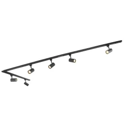 Modernes Schienensystem mit 6 schwarzen Strahlern 1-phasig 300cm - Iconic Jeana