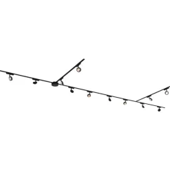 Modernes Schienensystem mit 12 schwarzen Strahlern 1-phasig - Magnetic Lance