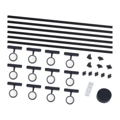 Modernes Schienensystem mit 12 schwarzen Strahlern 1-phasig - Magnetic Lance