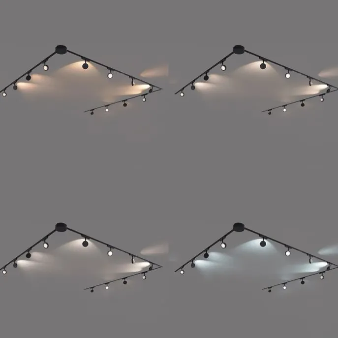 Modernes Schienensystem mit 12 schwarzen Strahlern 1-phasig - Magnetic Lance