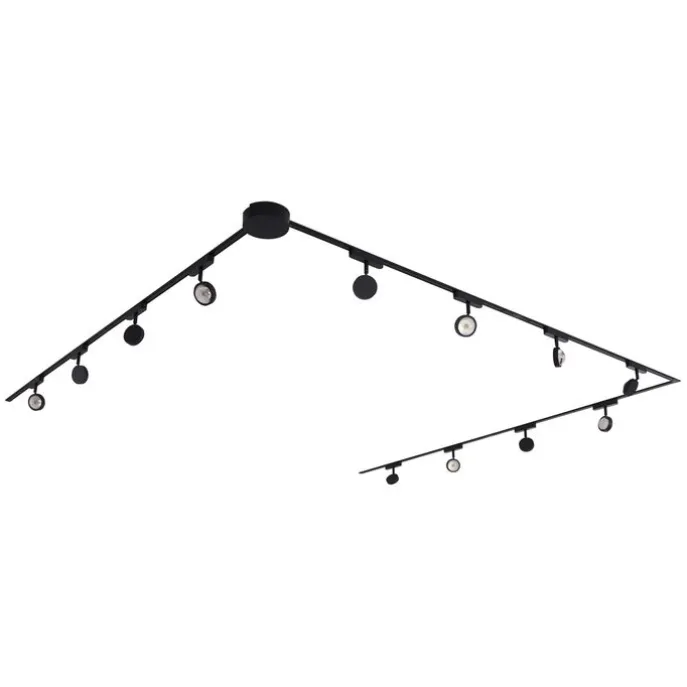 Modernes Schienensystem mit 12 schwarzen Strahlern 1-phasig - Magnetic Lance