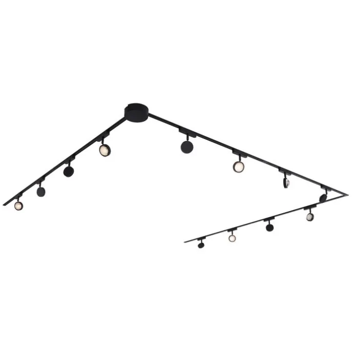 Modernes Schienensystem mit 12 schwarzen Strahlern 1-phasig - Magnetic Lance