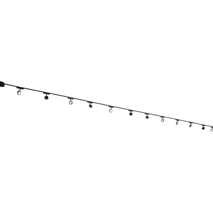 Modernes Schienensystem mit 12 schwarzen Strahlern 1-phasig - Magnetic Lance