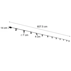 Modernes Schienensystem mit 12 schwarzen Strahlern 1-phasig - Magnetic Lance