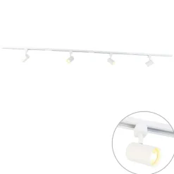 Modernes Schienensystem mit 4 Strahlern Weiß 1-phasig - Iconic Yade