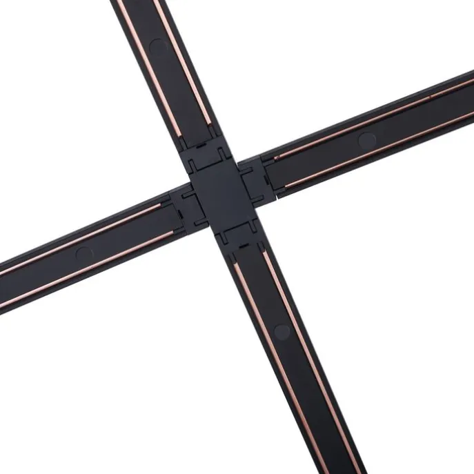 Modernes Schienensystem schwarz 1-phasig 400 cm mit rundem Netzteil - Magnetic