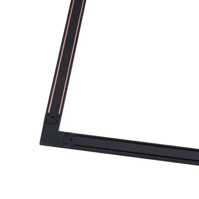 Modernes Schienensystem schwarz 1-phasig 400 cm mit rundem Netzteil - Magnetic