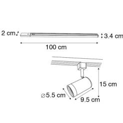 Modernes Schienensystem weiß mit 14 Spots 1-phasig - Jeana
