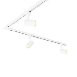 Modernes weißes Schienensystem mit 5 Spots 1-phasig - Jeana