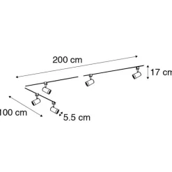 Modernes weißes Schienensystem mit 5 Spots 1-phasig - Jeana