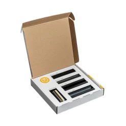 Musterbox mit Schienen und Farbmustern