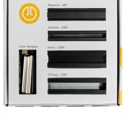 Musterbox mit Schienen und Farbmustern