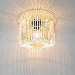 Orientale Deckenleuchte Schwarz mit Rattan - Maud