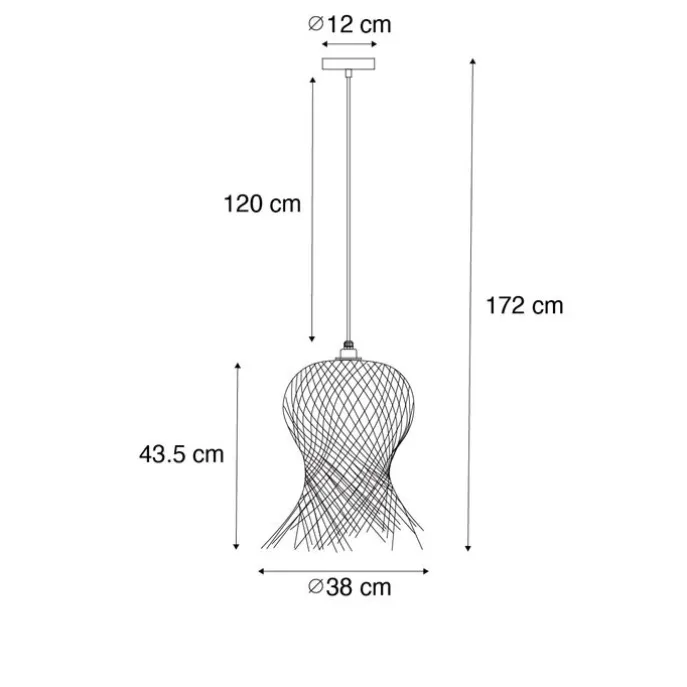 Orientalische Außenhängelampe aus Bambus IP44 - Carlos