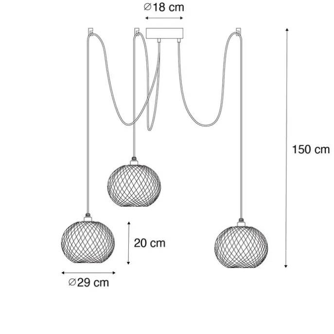 Orientalische Außenhängelampe Bambus 3-flammig IP44 - Rafael