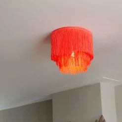 Orientalische Deckenlampe goldrosa Schirm mit Fransen - Franxa