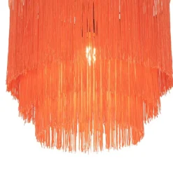Orientalische Deckenlampe goldrosa Schirm mit Fransen - Franxa
