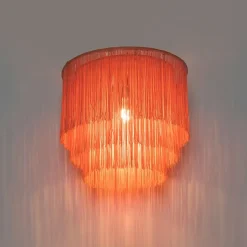 Orientalische Deckenlampe goldrosa Schirm mit Fransen - Franxa