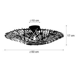 Orientalische Deckenlampe Rattan 50 cm - Rina