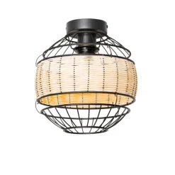 Orientalische Deckenlampe schwarz mit Rattan 25 cm - Emir