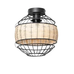 Orientalische Deckenlampe schwarz mit Rattan 25 cm - Emir