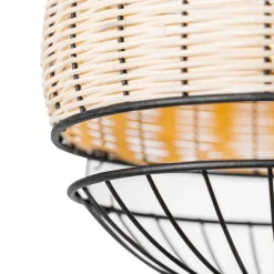 Orientalische Deckenlampe schwarz mit Rattan 25 cm - Emir