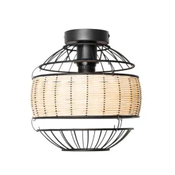 Orientalische Deckenlampe schwarz mit Rattan 25 cm - Emir