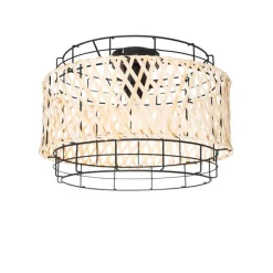 Orientalische Deckenlampe schwarz mit Bambus - Irena