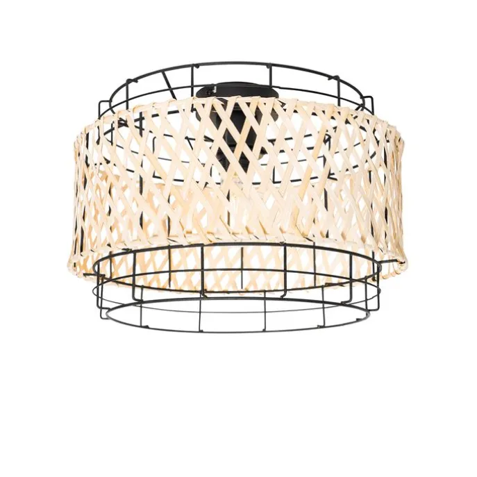 Orientalische Deckenlampe schwarz mit Bambus - Irena