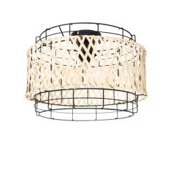 Orientalische Deckenlampe schwarz mit Bambus - Irena