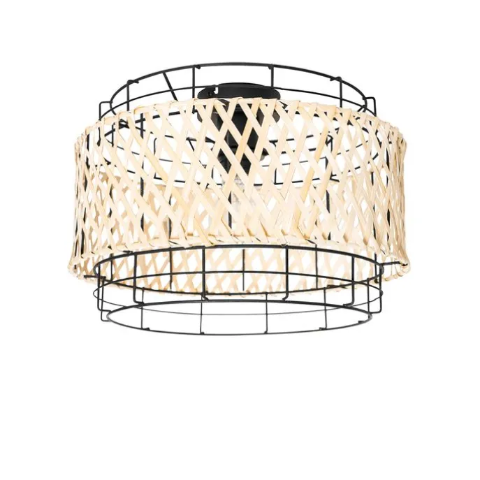 Orientalische Deckenlampe schwarz mit Bambus - Irena