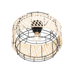 Orientalische Deckenlampe schwarz mit Bambus - Irena