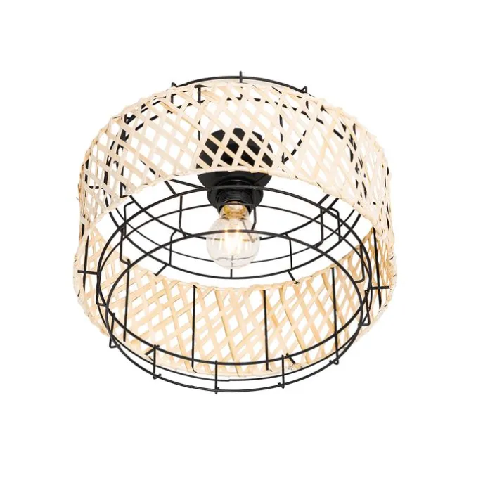 Orientalische Deckenlampe schwarz mit Bambus - Irena