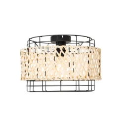 Orientalische Deckenlampe schwarz mit Bambus - Irena