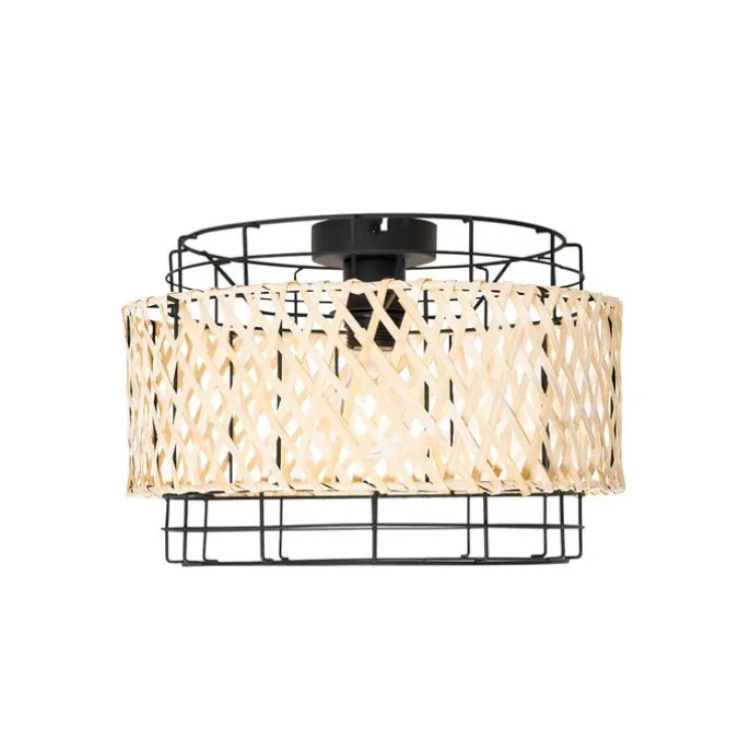 Orientalische Deckenlampe schwarz mit Bambus - Irena