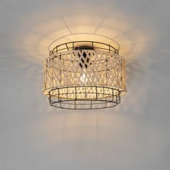 Orientalische Deckenlampe schwarz mit Bambus - Irena