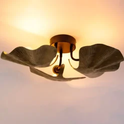 Orientalische Deckenleuchte aus Messing mit schwarzem 3-Licht - Louka