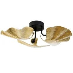 Orientalische Deckenleuchte aus Messing mit schwarzem 3-Licht - Louka