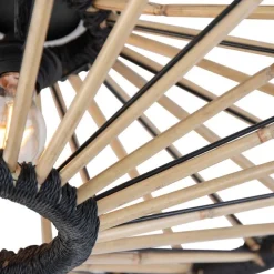 Orientalische Deckenleuchte Bambus mit Schwarz 60 cm - Evalin