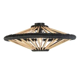 Orientalische Deckenleuchte Bambus mit Schwarz 60 cm - Evalin