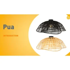 Orientalische Deckenleuchte aus schwarzem Bambus 62 cm - Pua