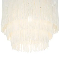 Orientalische Deckenleuchte Gold cremefarbener Schirm mit Fransen - Franxa