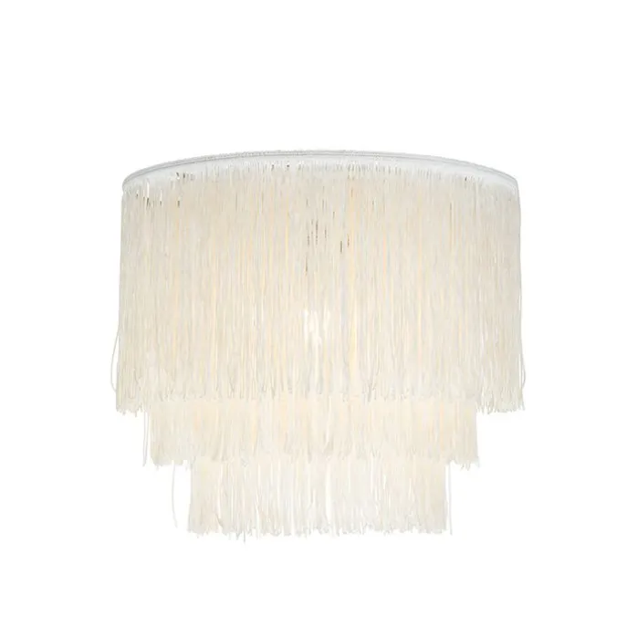 Orientalische Deckenleuchte Gold cremefarbener Schirm mit Fransen - Franxa